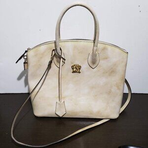 Pratesi Versilla Genuine Leather Beige Large zip Bag Made in Italy